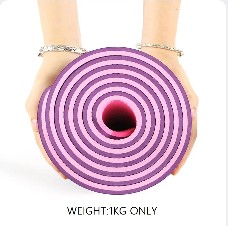 Professional 1/3 Inch Thick Double-sided TPE Workout Yoga Mat With Strap , Workout Mat For Yoga, Pilates And Floor Exercises