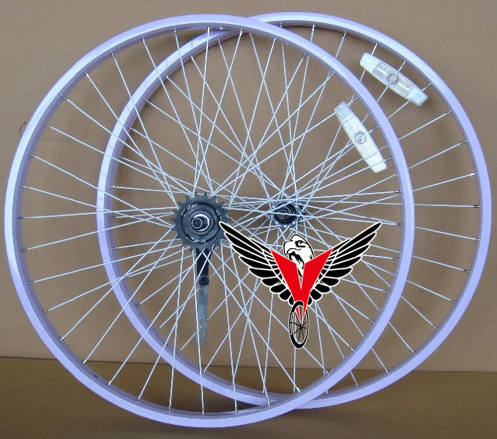 Lavender Color Rim Bike Restore Bike Wheel Sets 26x2.125 Colored Rim Alloy Rim Wheel Set KT Coaster Brake Powder Coated Spokes