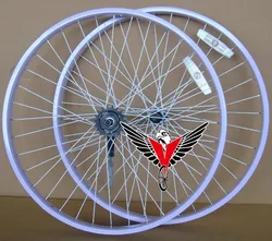 Lavender Color Rim Bike Restore Bike Wheel Sets 26x2.125 Colored Rim Alloy Rim Wheel Set KT Coaster Brake Powder Coated Spokes