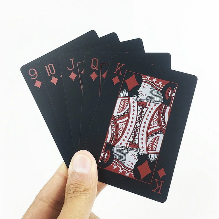 Washable Black PVC Poker Waterproof Custom Plastic Playing Cards With Carton Packaging