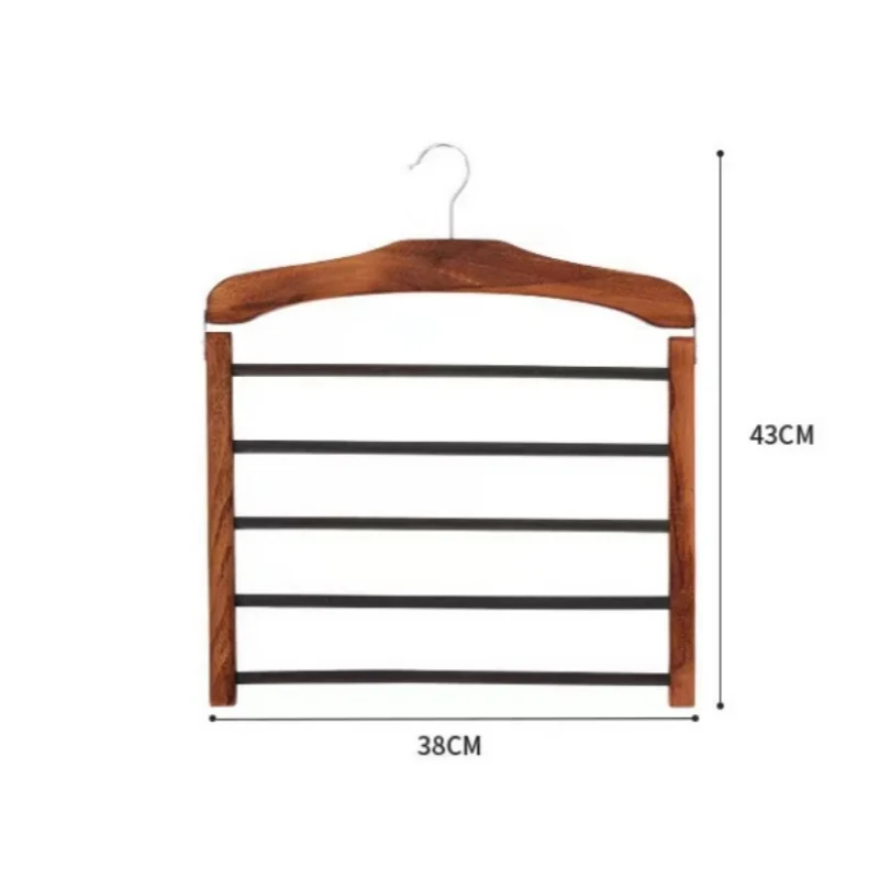 Solid Wood Pants Rack Foldable Metal Frame Multi-Layer Household Dedicated Clothes Hanging Flocking Hanging Pants