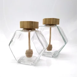 Wholesale empty honey jars glass hexagonal honey containers