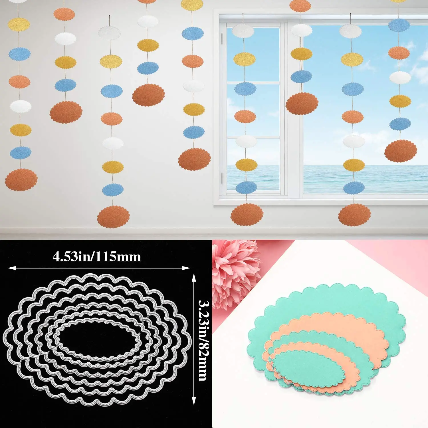 Metal Die Cuts Scrapbook Album Paper Card Cake Topper DIY Craft Making - Rectangle, Circle, Heart, Circle Flower