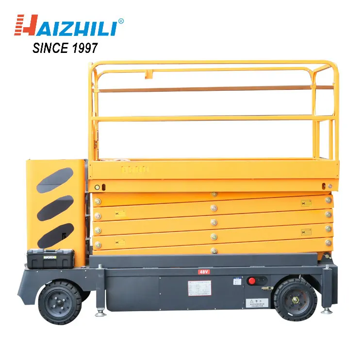 Handling equipment 4 wheels steering self-propelled scissor lift platform electric aerial work platform