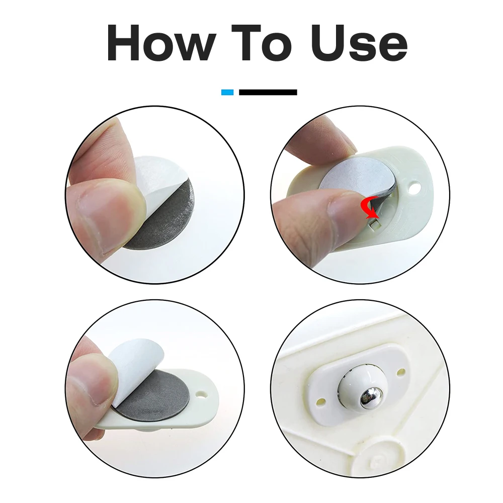 Wholesale Plastic 360 Rotation Universal Furniture Self Adhesive Sticky Pulley Caster Wheels for Boxes, Container