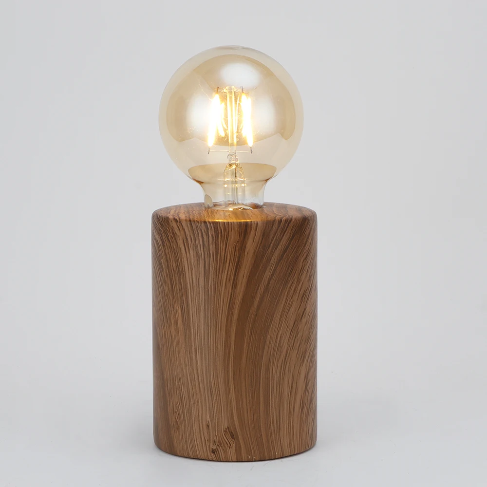 Wireless Battery LED Table Desk Lamp Wooden Color Small Size Light Bulb Shape Industrial Design Style Living Room Manufacturer