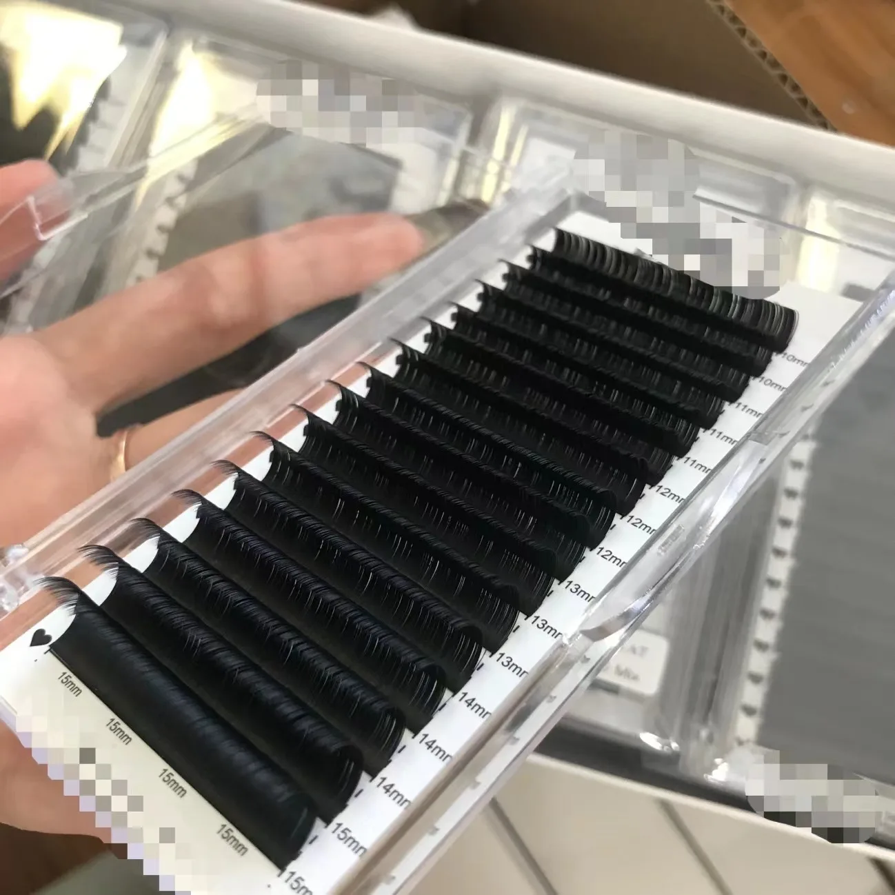 Abonnie Wholesale 018 Eyelash Extensions Dark Matte Cashmere Lash Trays 0.02 0.03 0.05 0.07 Velvet Russian Volume Lashes