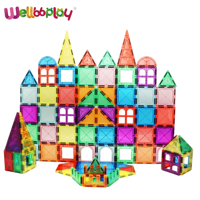 150pcs Educational toys magnetic tiles for kids with rivets and stronger magnets