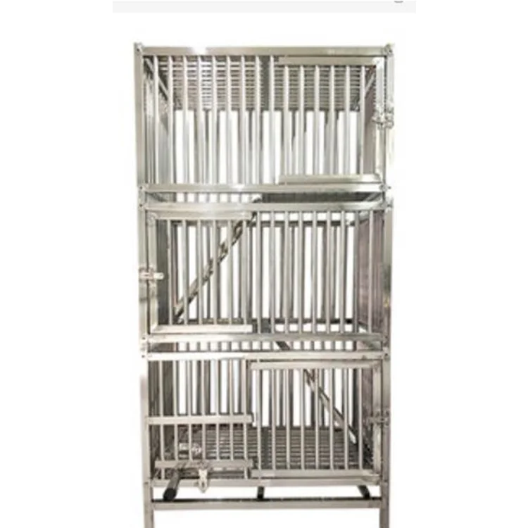 3-layer Household Pet Habitat Cat Villa Houses Cage Wooden Case Metal Large Stainless Steel Animal Sustainable Button 2pcs Lize