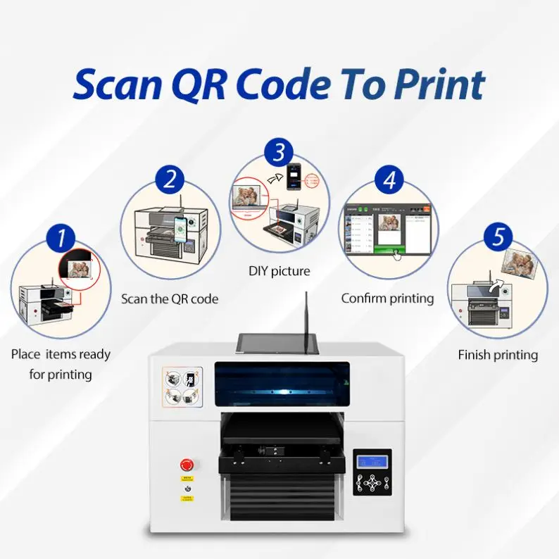 Smart UV Printer Inkjet Printer Printing Machine For Businesses Metal Acrylic Bottle Puzzle Plastic Customizable Printer