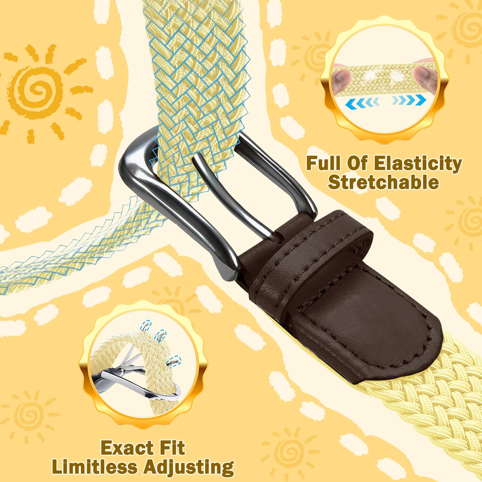 Factory Custom Logo Knitted Casual Canvas Fabric Woven Elastic Belt Multicolored For Boys Girls Braided Belt