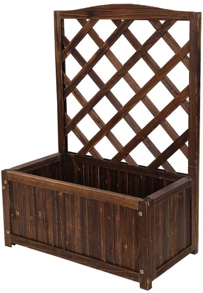 Raised Garden Bed Wooden 23x13x34in Elevated Planter Garden Box with Trellis for Vegetables Herbs Tree and Flowers Outdoor Garde
