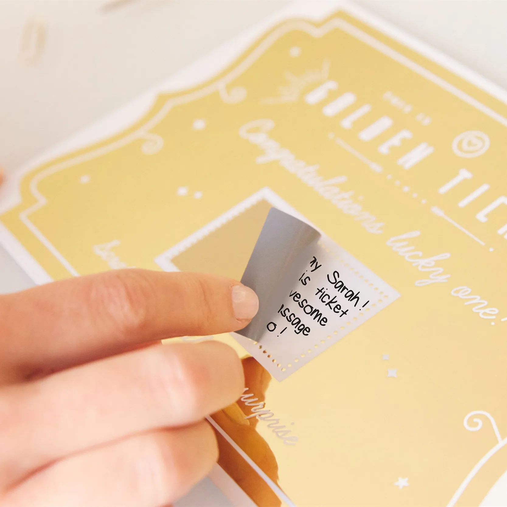 Custom Printing Gift Coupon Reveal Scratch off Card Golden Foil Ticket with Scratch off Sticker