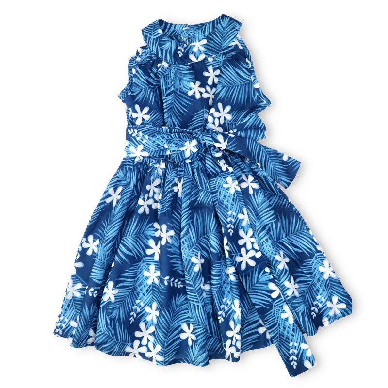 Summer Adult Kids Beach Hawaii Resort Style Printed Family Outfit Dresses and T-Shirts Family Matching Outfits