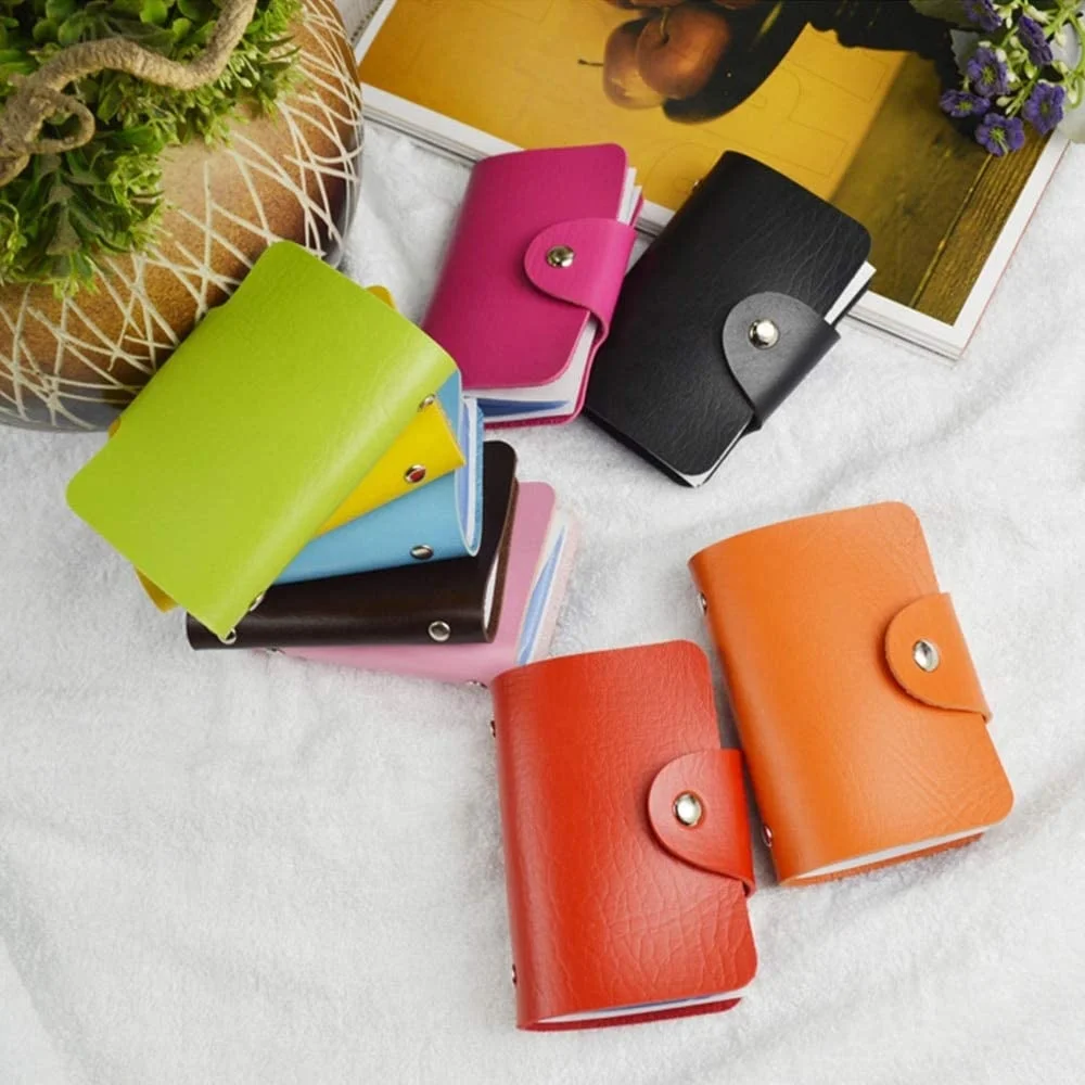 Fashion PU Leather Function 24 Bits Card Case Business Card Holder Men Women Credit Passport Card Bag