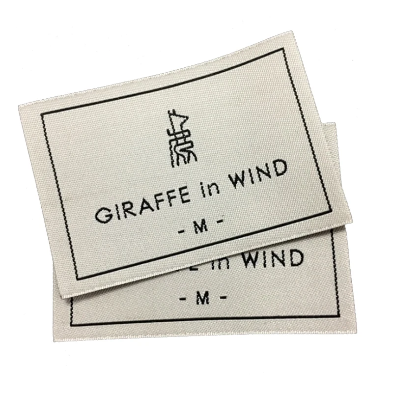 Custom printed Beige eco adhesive cotton Woven Label For Clothing Care textile labels cotton Cartoon Shoes Bags