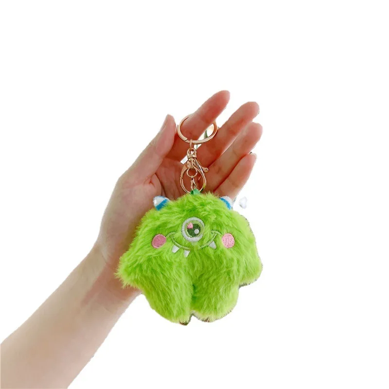 Cartoon cute little monster girl plush keychains toys pendant bag charms pendant kawaii plush doll stuffed animals wholesale