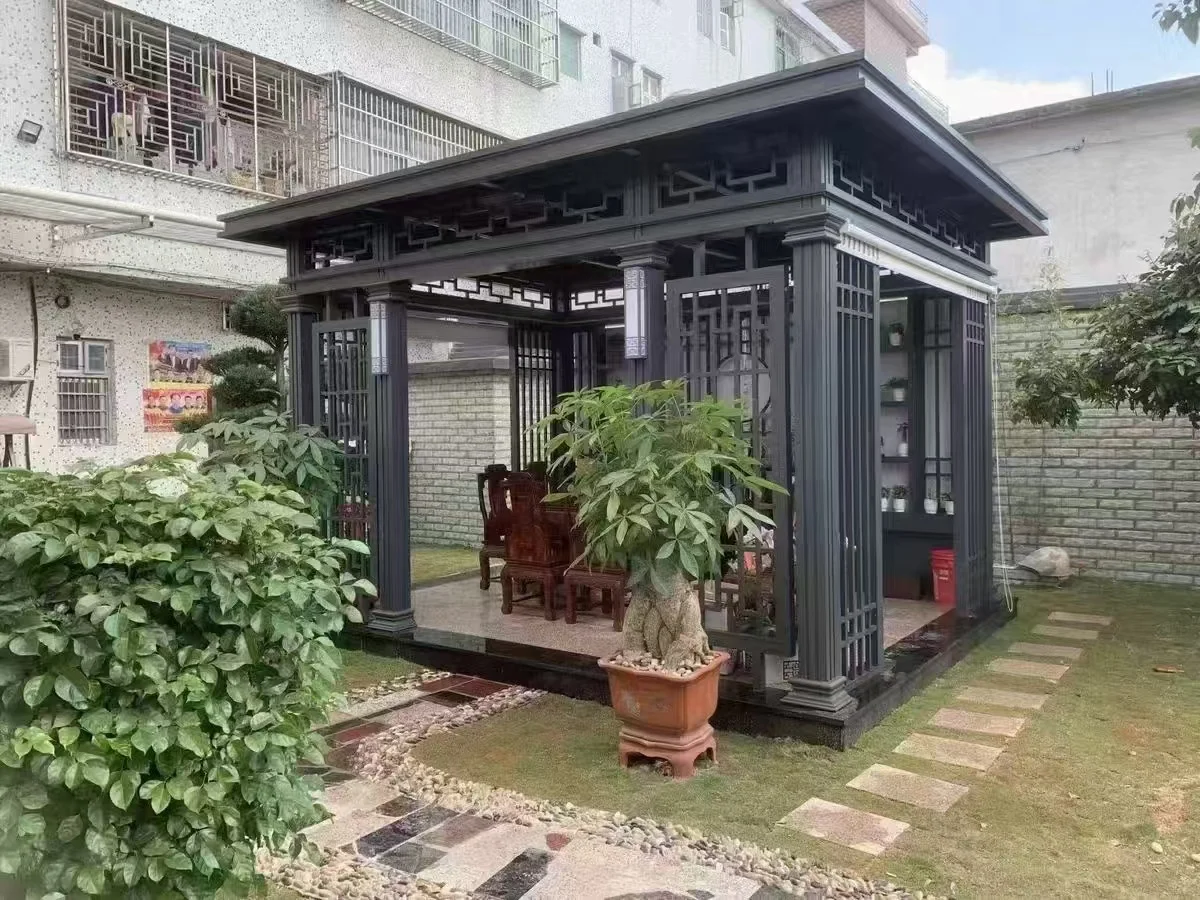 Various Good Quality Flat Roof Easy Setup Sunscreen Outdoor Canopy  Privacy Gazebo