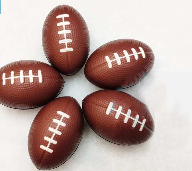 New Promotional Customized Logo Soft Stress Rugby Ball Shape Pu Foam Anti Stress Squeeze Toys Sports Ball For Kids