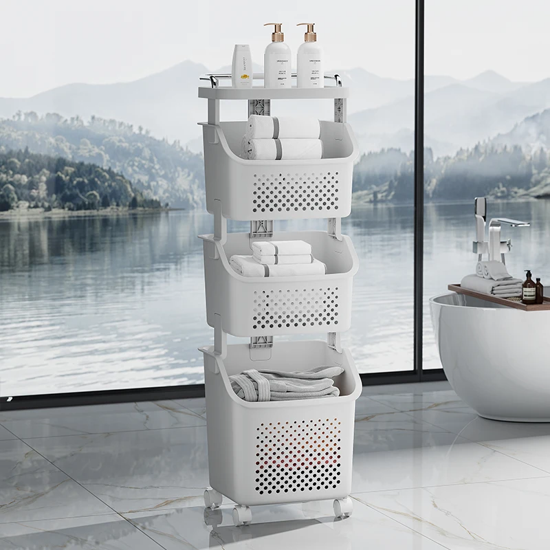 Wannuo Plastic Storage Drawers & Carts Large Capacity Thickened 2/3 Layer Hollowed Storage Rack for Bathroom