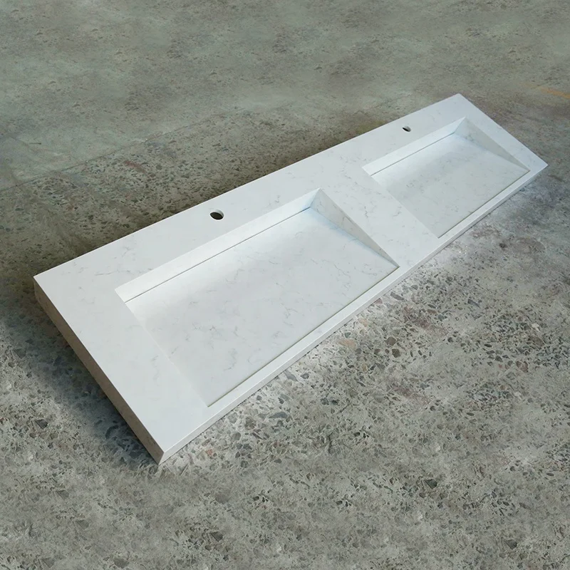 Marble Look Acrylic Solid Surface Bathroom Ramp Sinks