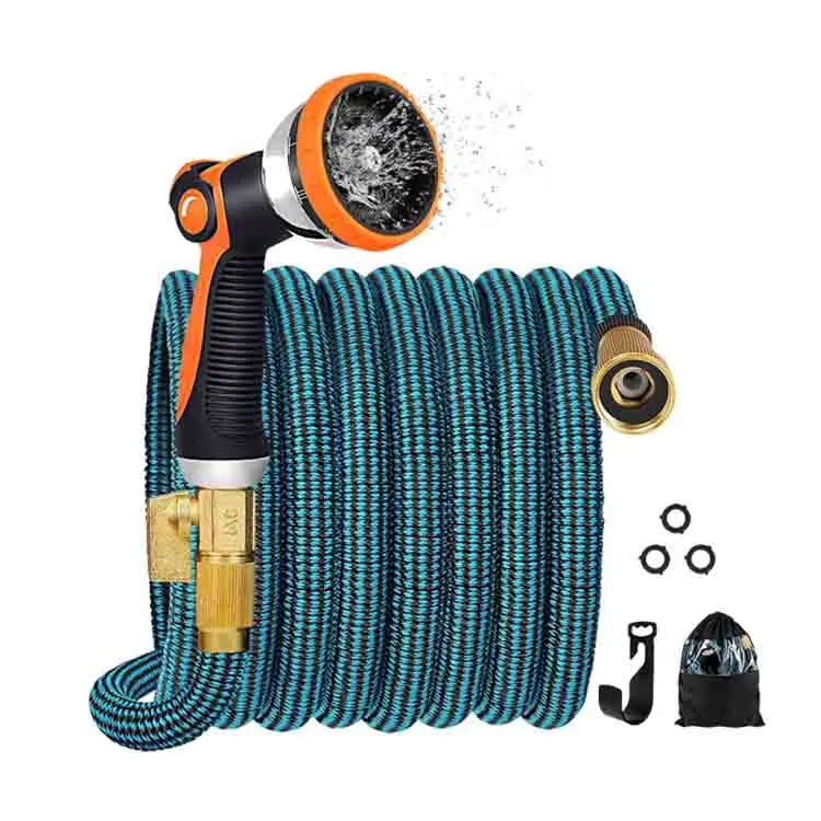 Hang Wall 3/4 Inch Natural Latex Water Pipes Retractable Garden Hose With Spray Gun