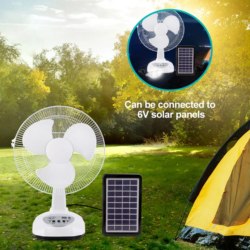 Factory Wholesale Small 12 Inch AC DC Usb Rechargeable Table Stand Solar Electric Fan With Solar Panel