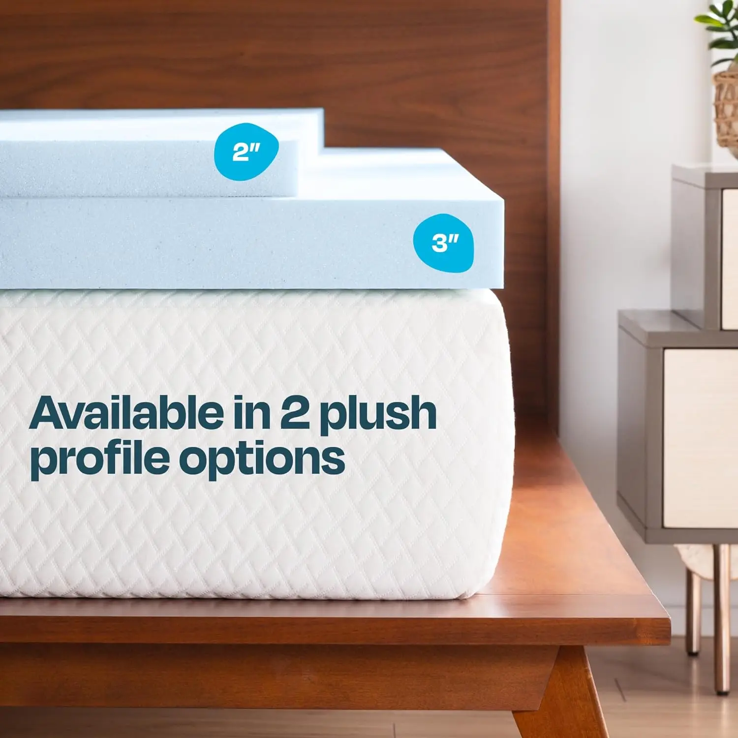 Soft Cooling Gel Infused Memory Foam Mattress Topper 2-inch Profile or Plusher 3-inch Profile Keep Cool and Comfortable