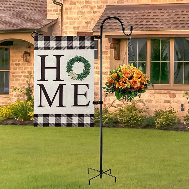 48 Inch Outdoor Mini Flag and Plant Hanger Garden Flag Holder Stand with Shepherds Hook