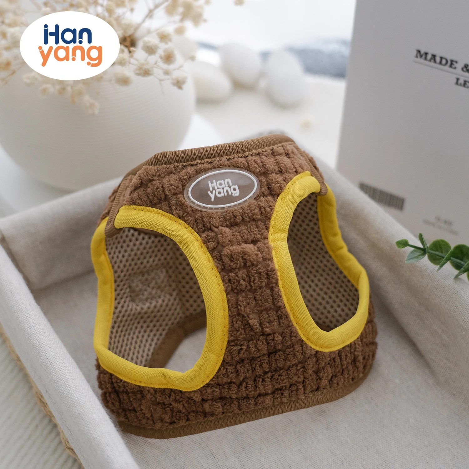 HanYang OEM Custom Step-in Plush Dog Harness Soft Plush Step in Vest Harness with Neoprene Handle for Small and Medium Dogs