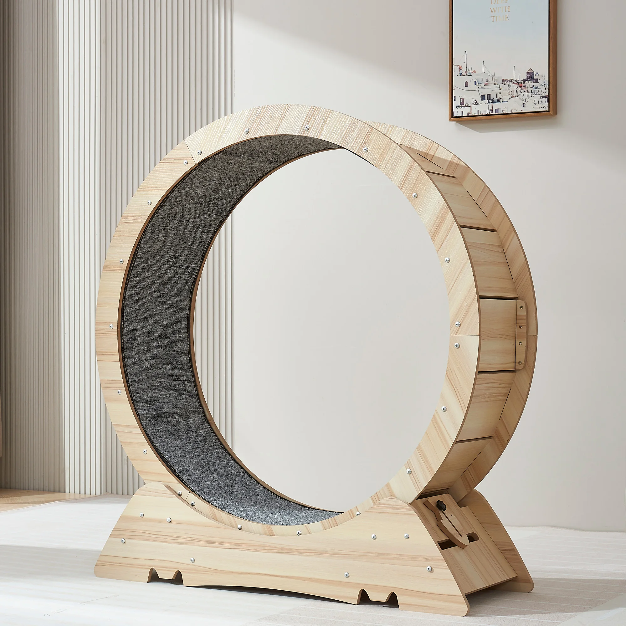 YMW Eco-Friendly Interactive Wooden Cat Wheel Toy Pet Running Scratching Exercise Wheel Cat Fun Treadmill For Cats