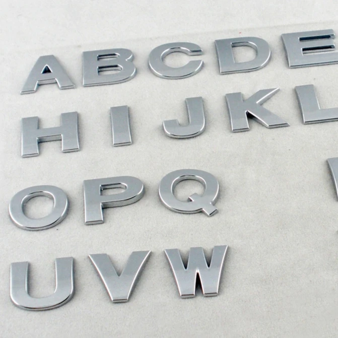 Matte Black Alphabets Chrome Letters For Decorate DIY Number Cars