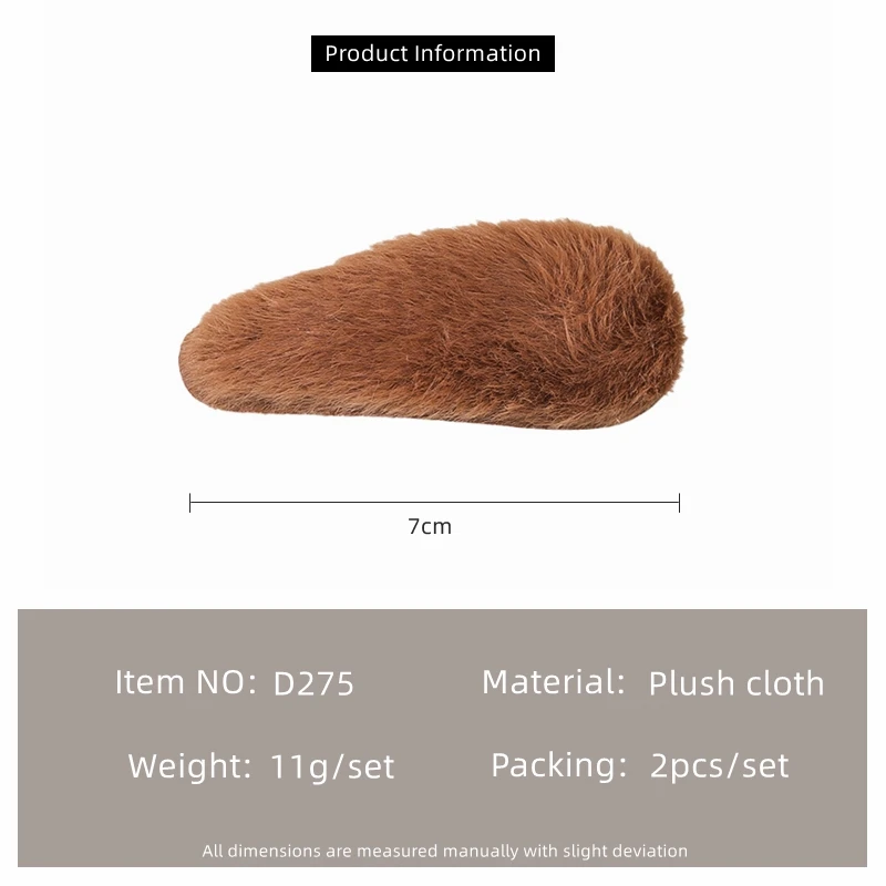 2 Piece of sweet rabbit hair clip autumn/winter new plush hairpin cute girl BB clip side bangs clip