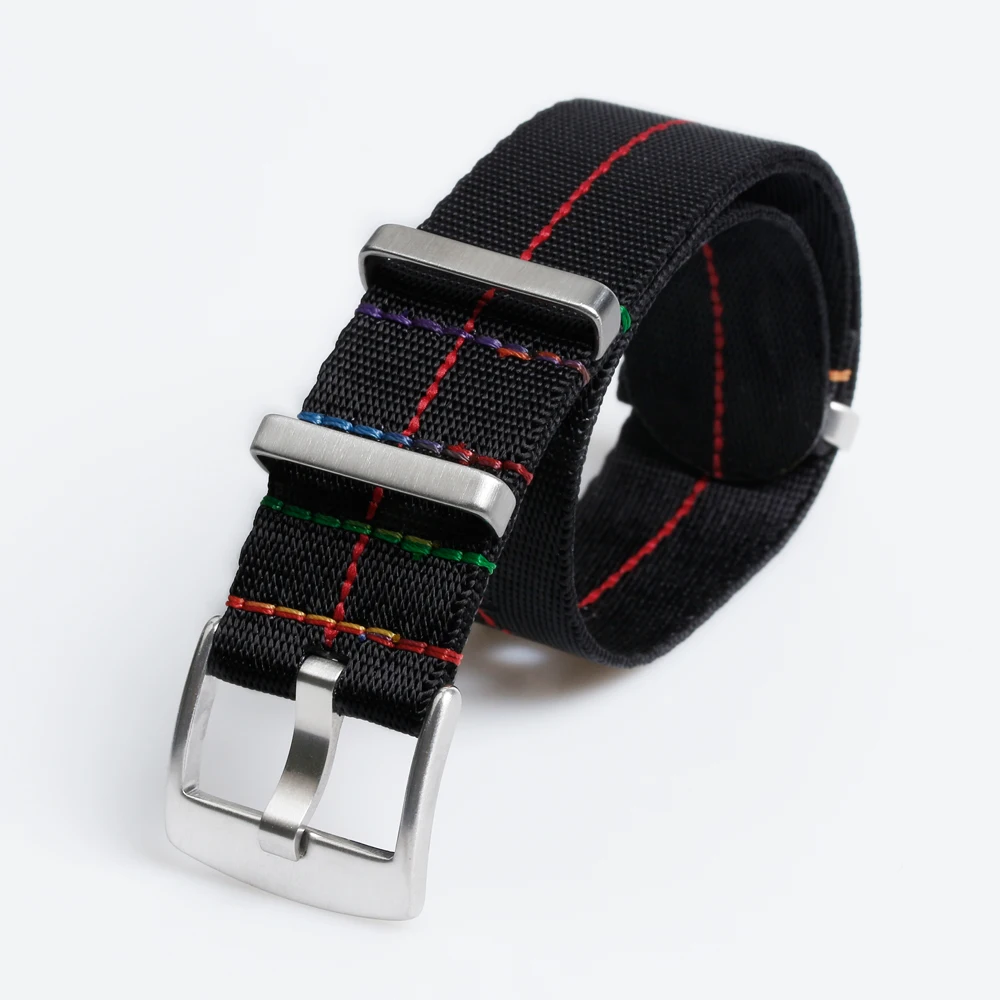 Luxury nylon watch bands stripe nylon watch straps seatbelt straps 20mm 22mm watch bracelet nylon webbing with metal buckle