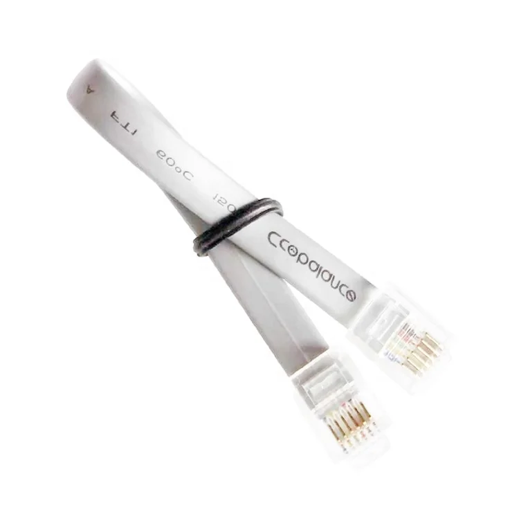 Высокоскоростные серые хрустальные разъемы 26AWG 6P6C, плоский кабель связи 6p6c, телефонный шнур, ПВХ пара, телефонный кабель rj11, кабель