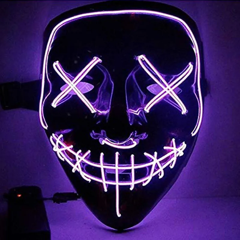 BOKUN Dropship Neon Scary Shining Voice Control Glowing Led Mask For Party