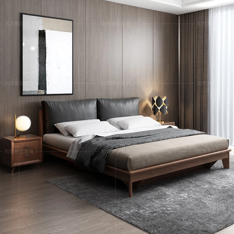 Solid Wood Bed 1.8m 1.5m Modern Simple Wedding Bed Soft Air Pressure Storage High Box Storage Bed