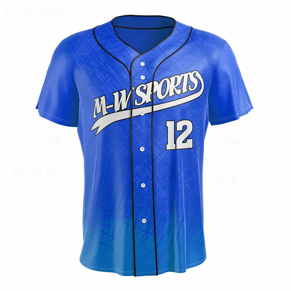 New Custom Full Button Training Baseball Jersey 100% Polyester Practice Softball Jerseys Shirt