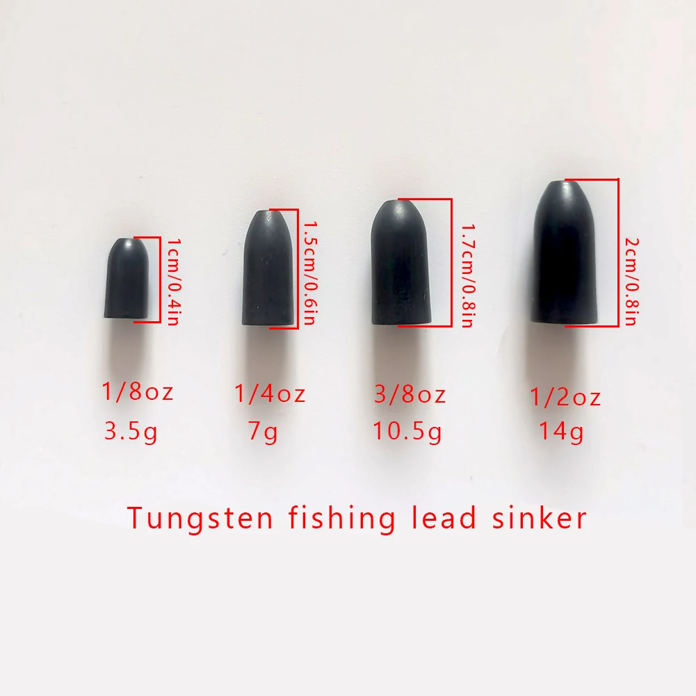 Fishing Weight Sinkers Tungsten Worm Weights Bullet Fishing Sinkers for Bass Fishing Texas Rigs