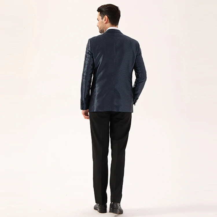 
Top design fashion pattern blue jacquard groom suit dress 2 pieces jacket trousers men slim suit wholesale 