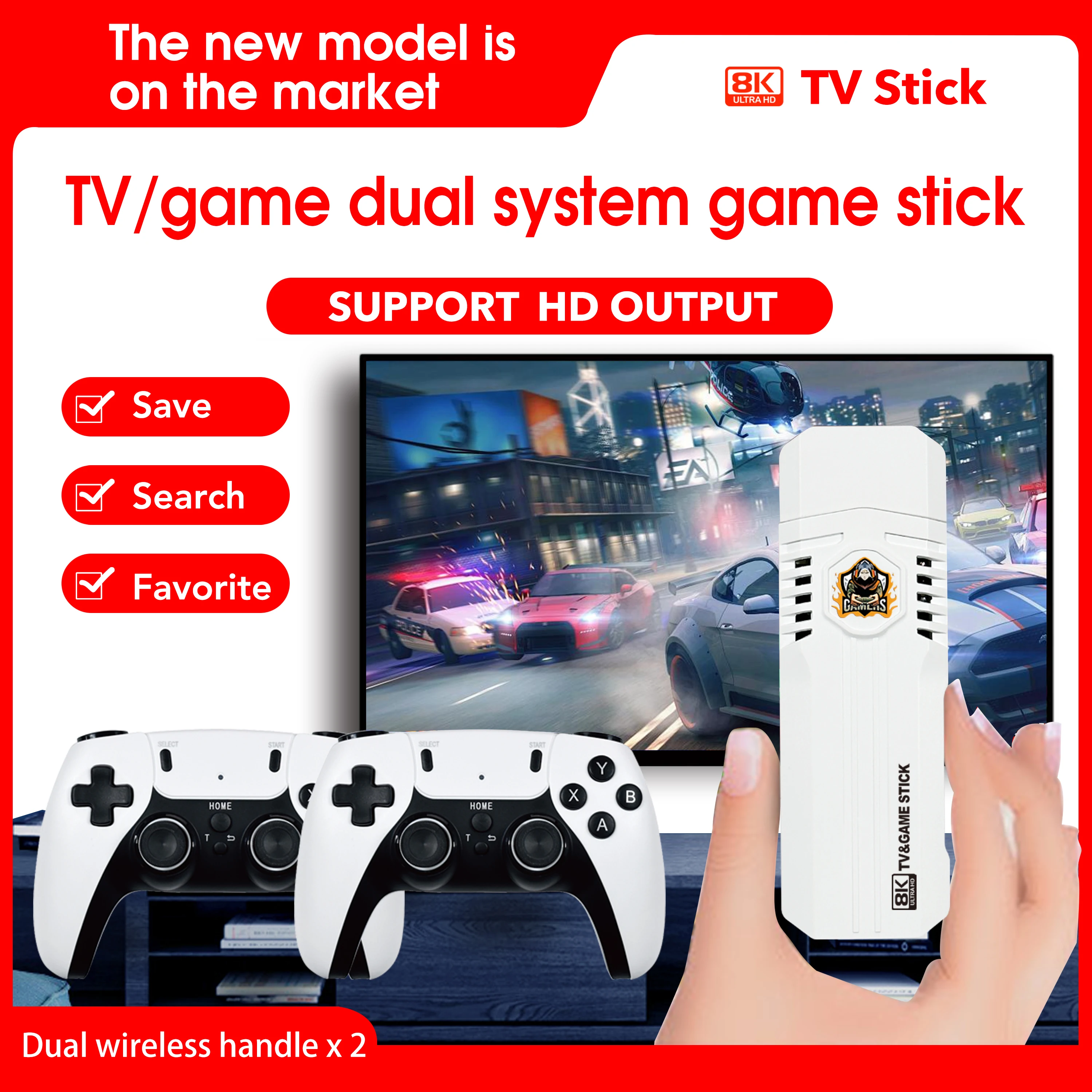 L K8 Pro Game Stick 4K HD Output Support TV System Classic Retro Gaming Console Portable TV Video Game Consoles 64GB
