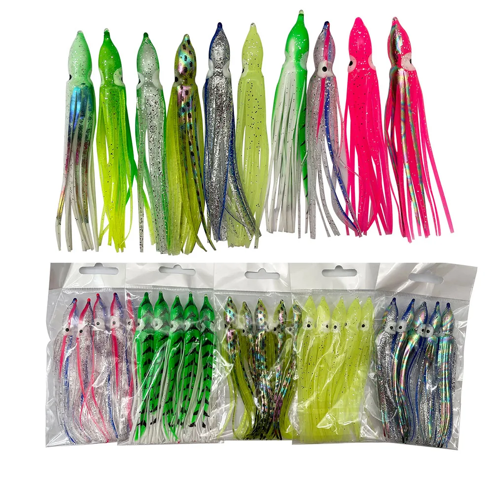 30Mm 10Cm Squirt Soft Plastic Bait Tunas With Packaging Bags Ajing Jig Octopus Lure Paint