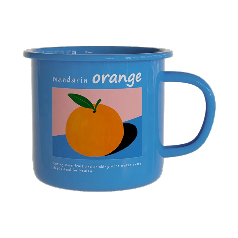 Printed Enamel Mugs Camping Cup Coffee China Drink Ware Mug 12OZ 350ml Small Order Accepted 500ml