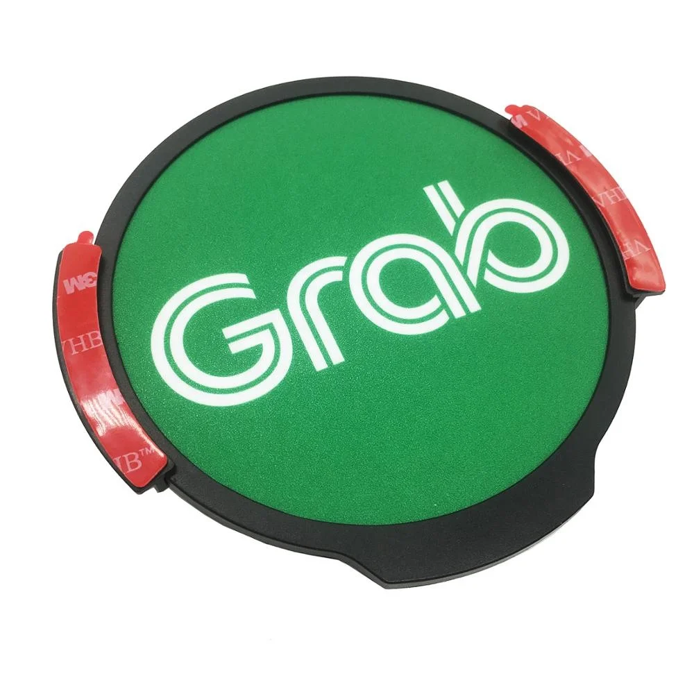 GRAB Rideshare Sign, LED Light Logo Sticker Decal Glow, Wireless Decal Accessories Removable Glowing Sign For Car Taxi