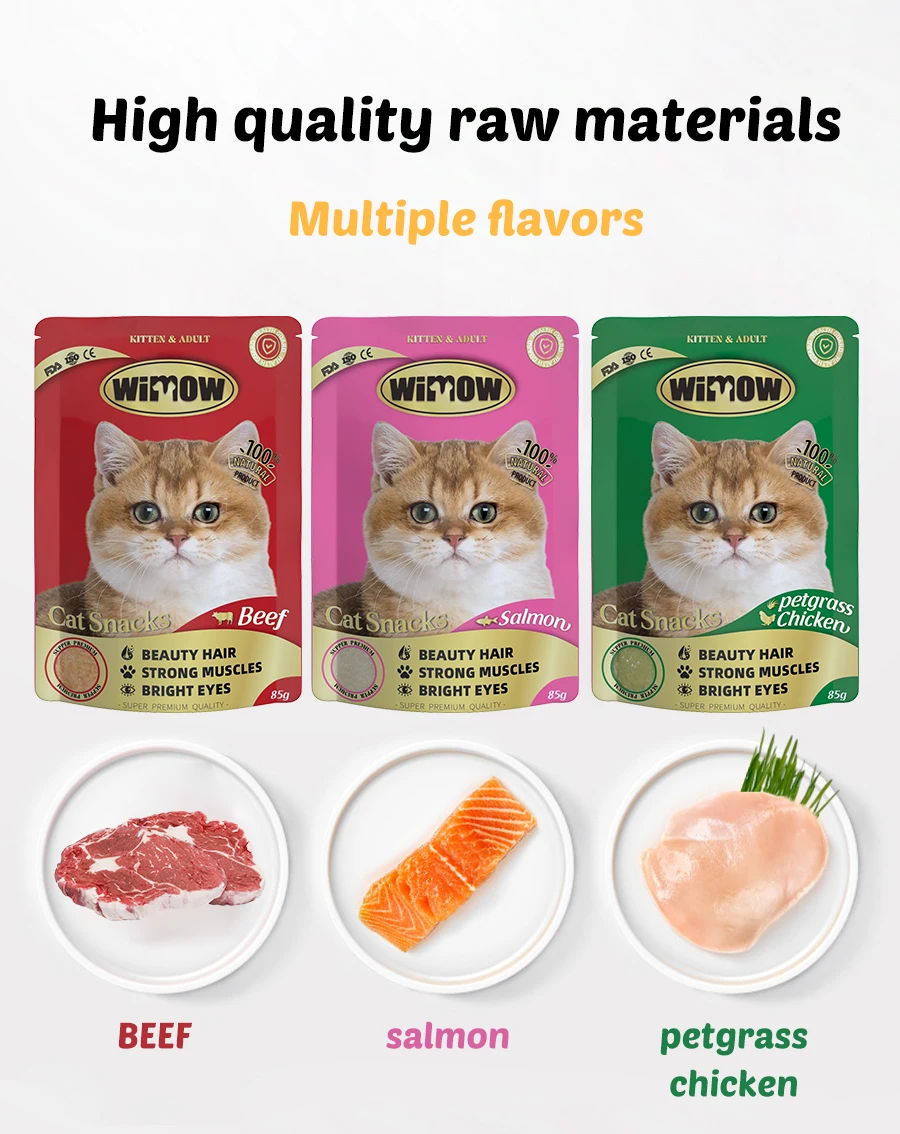 WIMOW OEM ODE Premium Wet Cat Food Pouches with Goat Milk and Chicken for Kittens