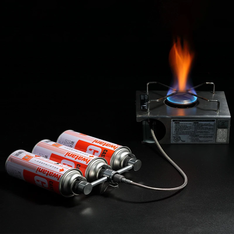 3 convert gas heads for 227g/250g butane gas tank with hose connection to magnet valve of butane gas stove