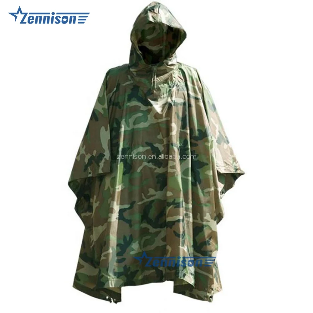 Zennison Waterproof Raincoat Ripstop Tactical Outdoor Use Rain Cover Multifunction Poncho