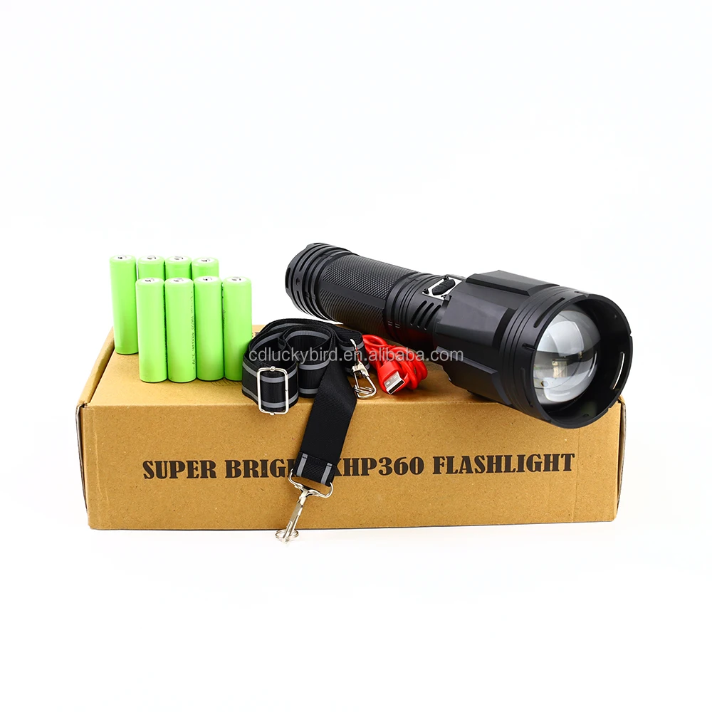 Bright 15000lm Super Strong 100W Telescopic Zoom LED Flashlight with 7 modes 36 Core XHP360 IPX6 Waterproof Torch Light