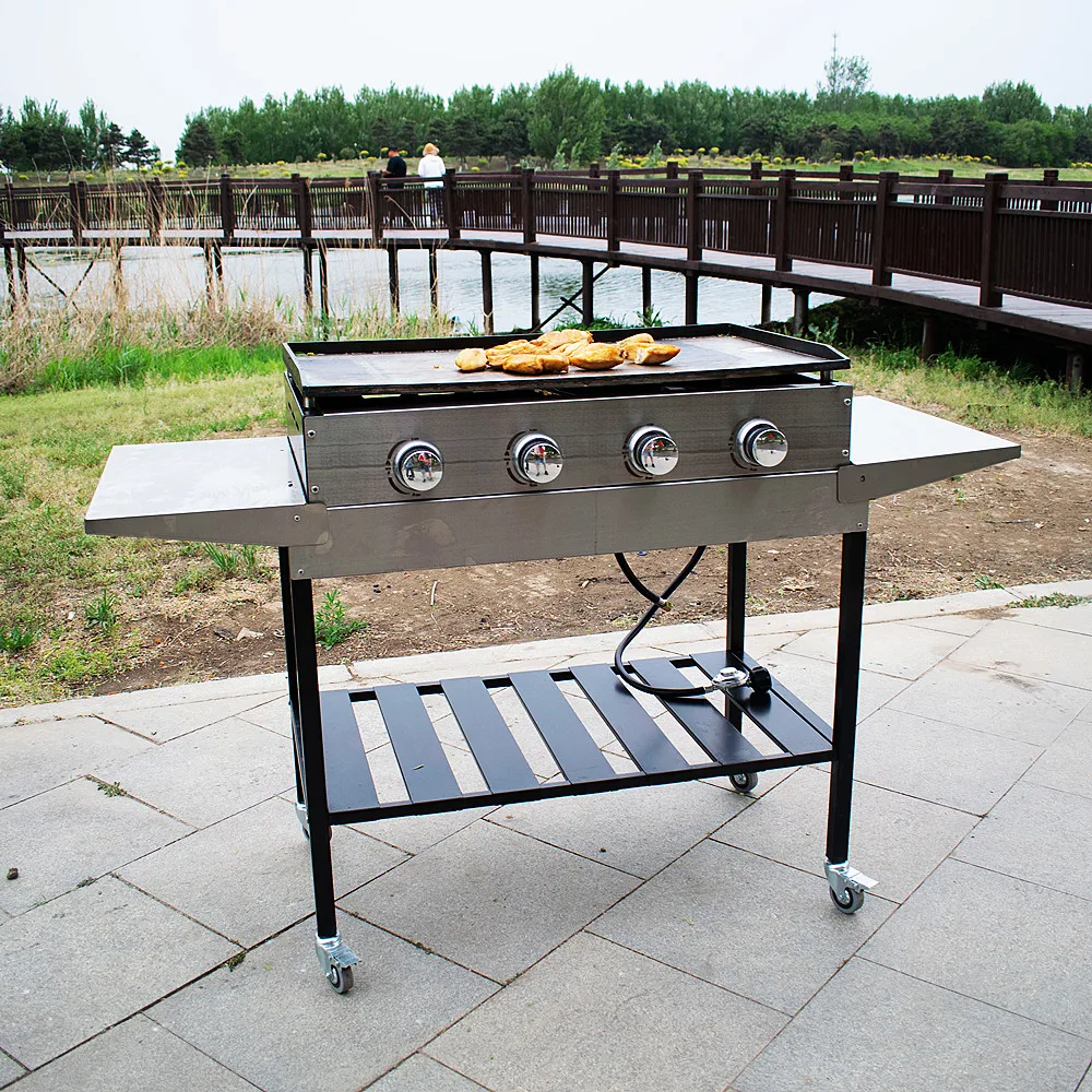 Factory custom Liquid Propane Infrared 4 Burner BBQ Gas Grills Stainless Steel Tabletop Built In Barbecue Grill