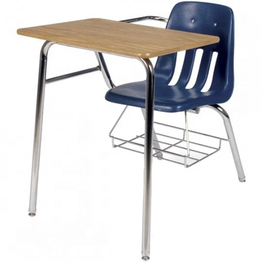 Heavy duty blue Hard plastic school student classroom table desks and chairs Combo set for study with Laminate Top table